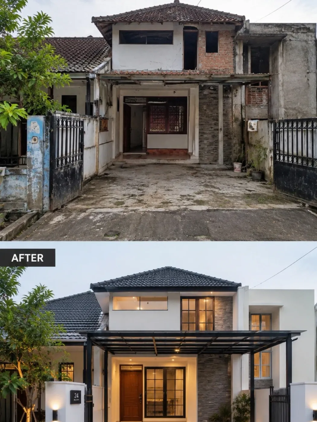 Jasa renovasi rumah total, sebelum dan sesudah