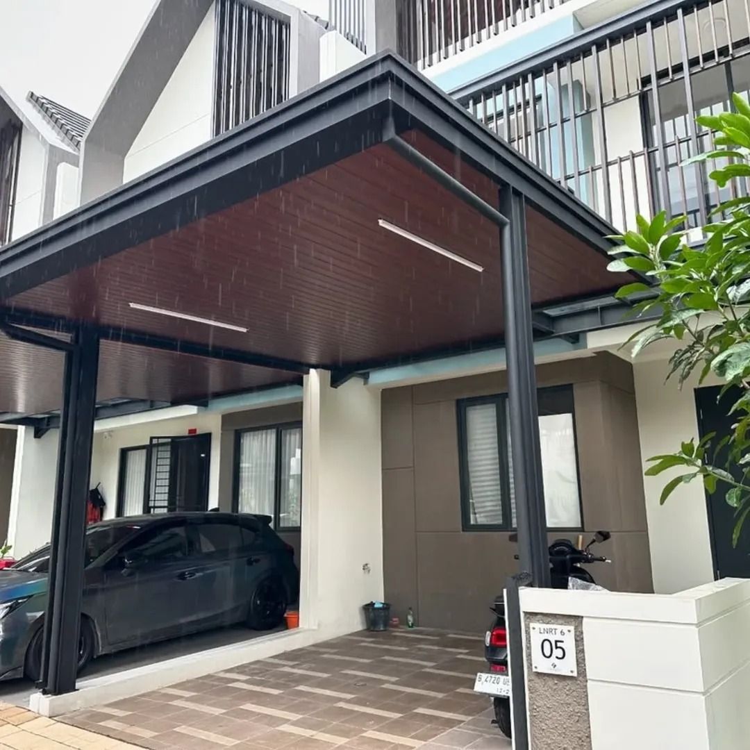 Kanopi plafon kayu untuk carport