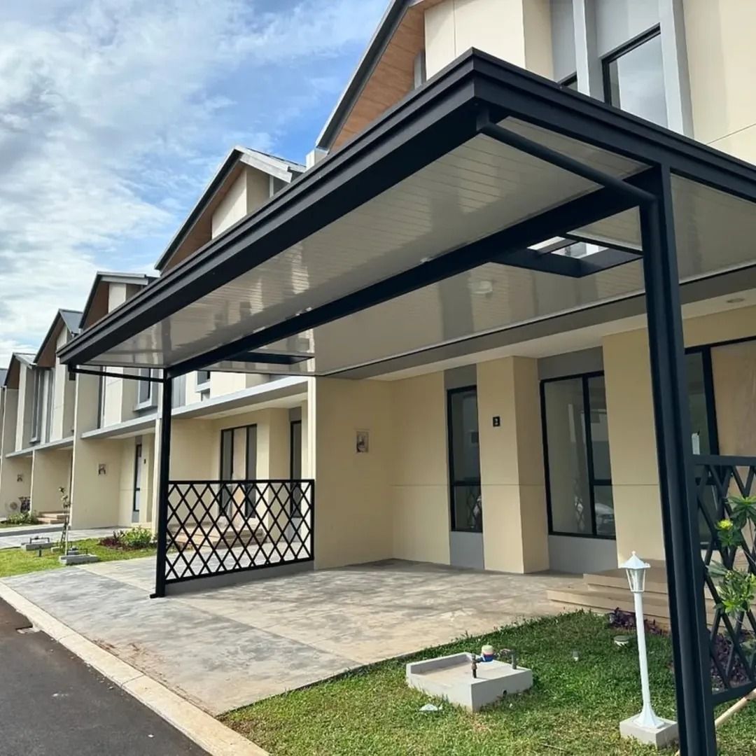 Kanopi minimalis dengan taman